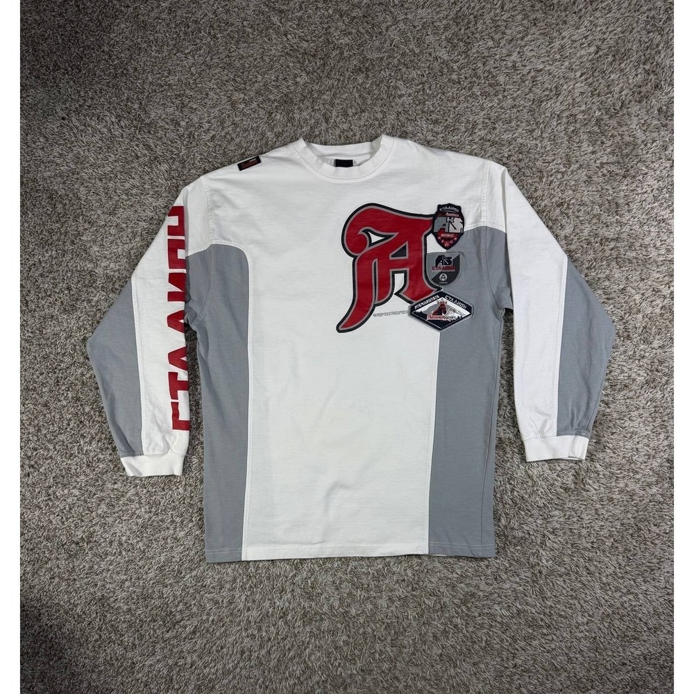 Akademiks Stadium Y2K Long Sleeve Graphic Tee Patches Color Block Hip Hop XL